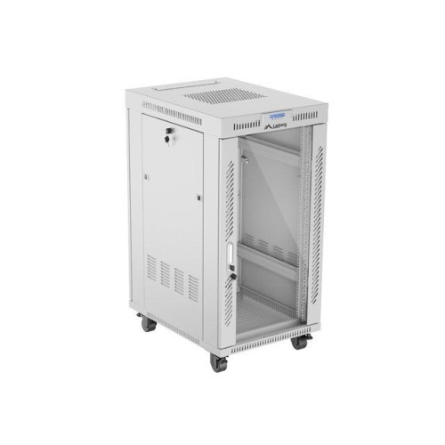 Gabinete rack 19'' 22u 600x800 gris puerta de cristal lcd flack pack