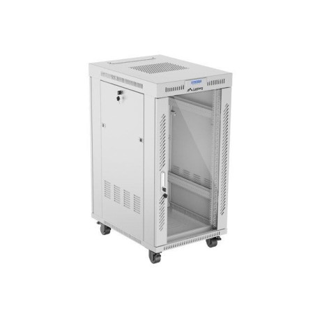 Gabinete rack 19'' 22u 600x800 gris puerta de cristal lcd flack pack