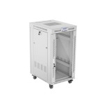 Gabinete rack 19'' 22u 600x800 gris puerta de cristal lcd flack pack
