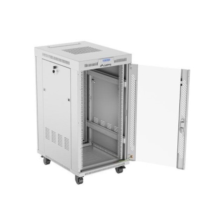 Gabinete rack 19'' 22u 600x800 gris puerta de cristal lcd flack pack