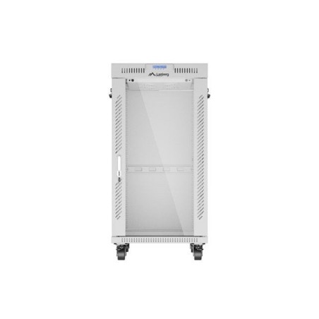 Gabinete rack 19'' 22u 600x800 gris puerta de cristal lcd flack pack