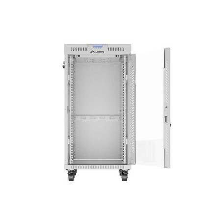 Gabinete rack 19'' 22u 600x800 gris puerta de cristal lcd flack pack