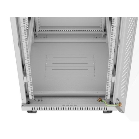 Gabinete rack 19'' 22u 600x800 gris puerta de cristal lcd flack pack