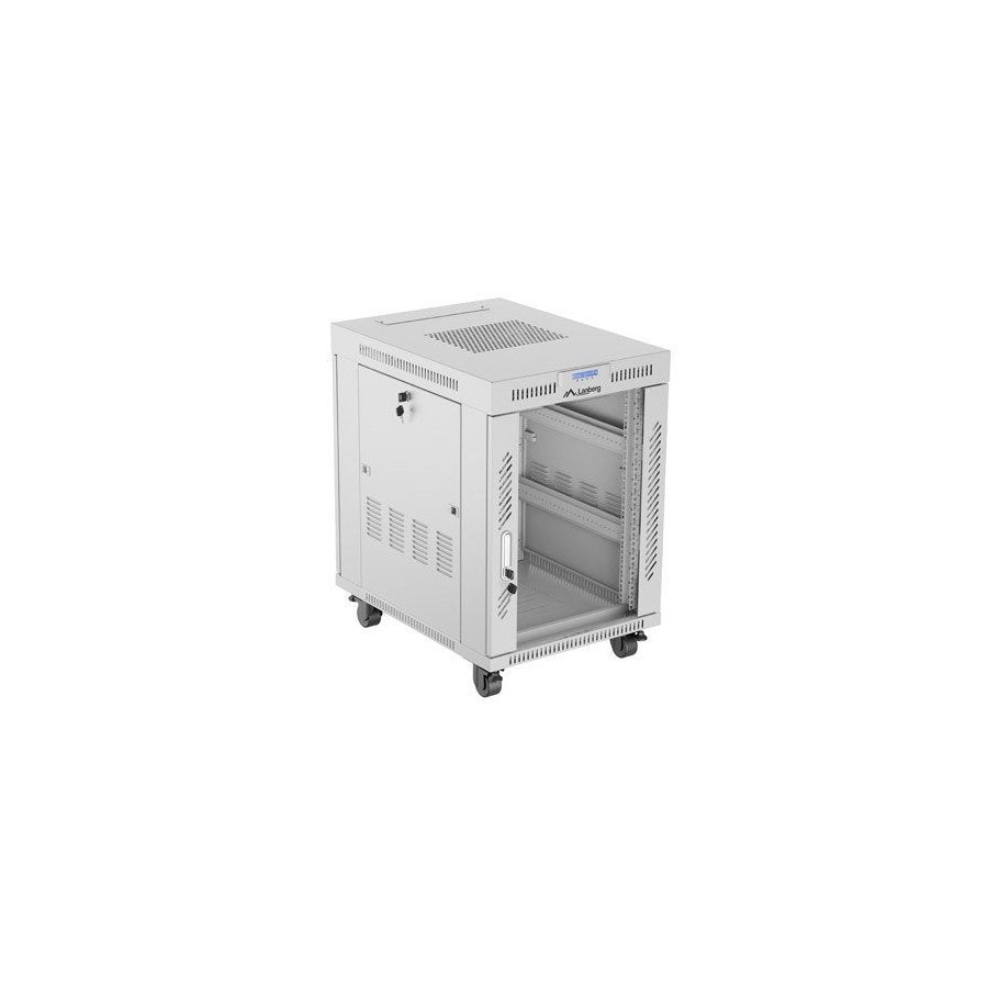 Lanberg armario rack independiente 19" 15u 600x800 puerta de cristal lcd flat pack gris v2