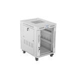 Lanberg armario rack independiente 19" 15u 600x800 puerta de cristal lcd flat pack gris v2