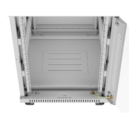Lanberg armario rack independiente 19" 15u 600x800 puerta de cristal lcd flat pack gris v2