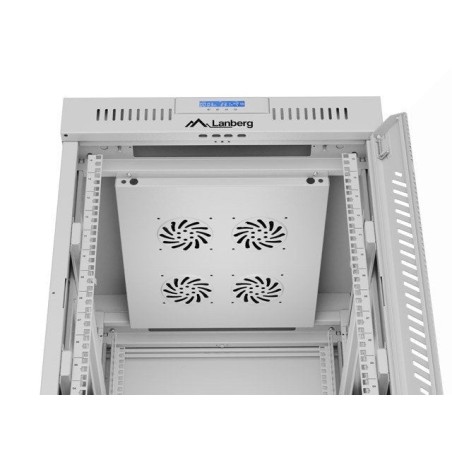 Lanberg armario rack independiente 19" 15u 600x800 puerta de cristal lcd flat pack gris v2