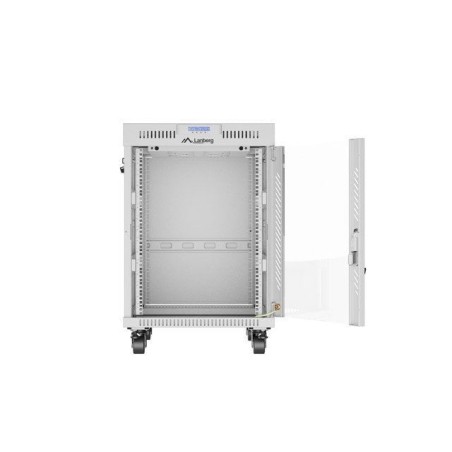 Lanberg armario rack independiente 19" 15u 600x800 puerta de cristal lcd flat pack gris v2