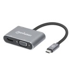 Manhattan docking station de usb-c a hdmi y vga, 4 en 1, con suministro de energía