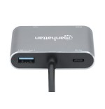 Manhattan docking station de usb-c a hdmi y vga, 4 en 1, con suministro de energía