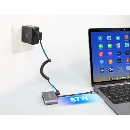 Manhattan docking station de usb-c a hdmi y vga, 4 en 1, con suministro de energía