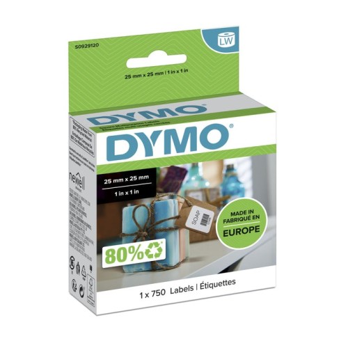 Dymo lw etiquetas 25 x 25 mm rollo de 750 etiquetas para etiquetadoras labelwriter