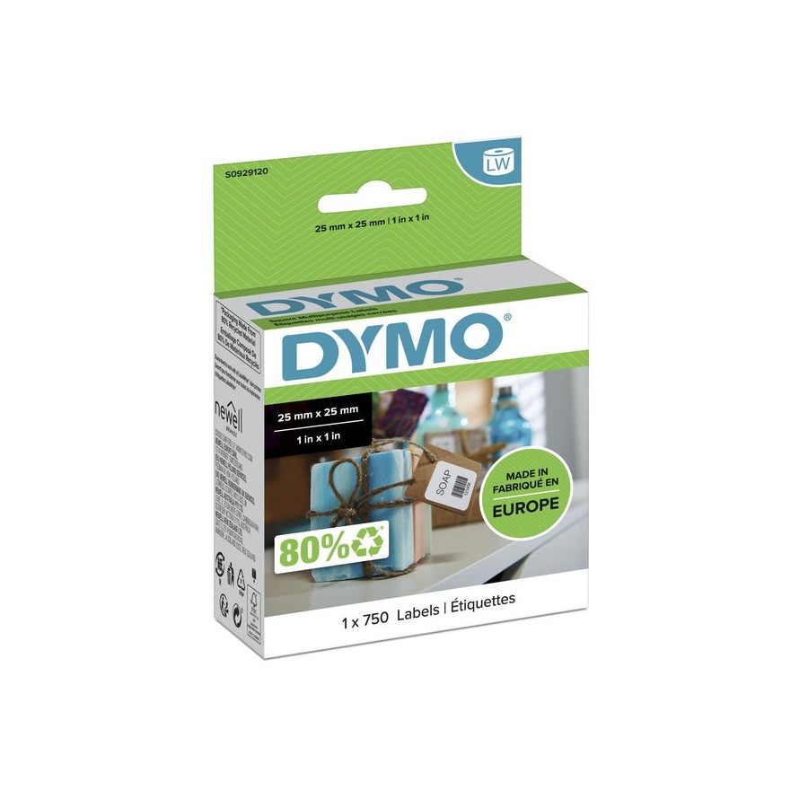 Dymo lw etiquetas 25 x 25 mm rollo de 750 etiquetas para etiquetadoras labelwriter