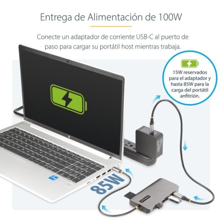Startech.com usb-c triple-monitor multiport adaptador, hdmi/dp/card reader - dockingstation - usb-c 3.2 gen 1 / thunderbol