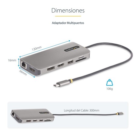 Startech.com usb-c triple-monitor multiport adaptador, hdmi/dp/card reader - dockingstation - usb-c 3.2 gen 1 / thunderbol