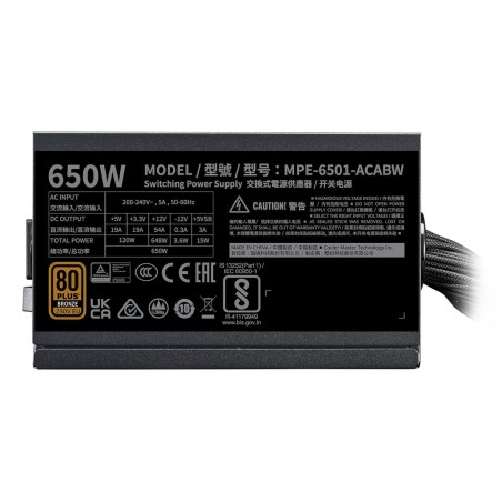 Fuente de alimentación cooler master mwe bronze 650w a eu cable v3 230v