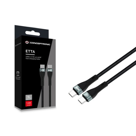Cable usb-c macho a usb-c macho 1.2m conceptronic pd 3.0 100w 20v 5a 480mbps e-mark