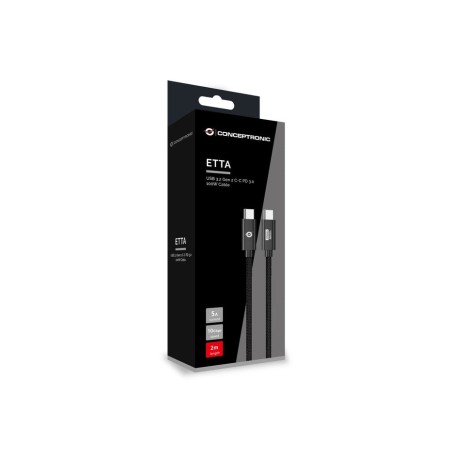 Cable usb-c macho a usb-c macho 2m conceptronic usb 3.2 gen 2 100w 20v 5a 10gbps e-mark