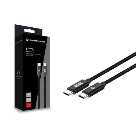 Cable usb-c macho a usb-c macho 1.2m conceptronic pd 3.1 240w 48v 5a  480mbps e-mark