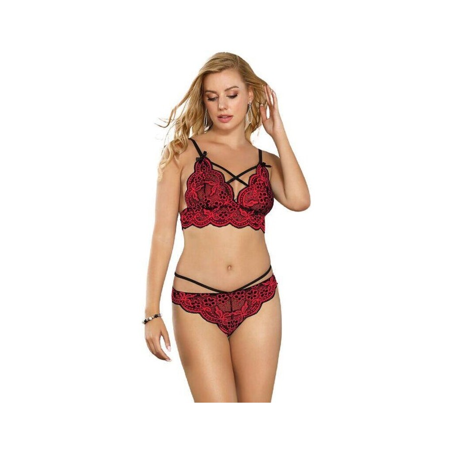 Subblime - set dos piezas top y panties encaje l/xl