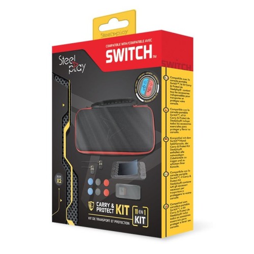 Kit de transporte y protección steelplay 11 en 1 + 2 fundas para joypad switch gratis