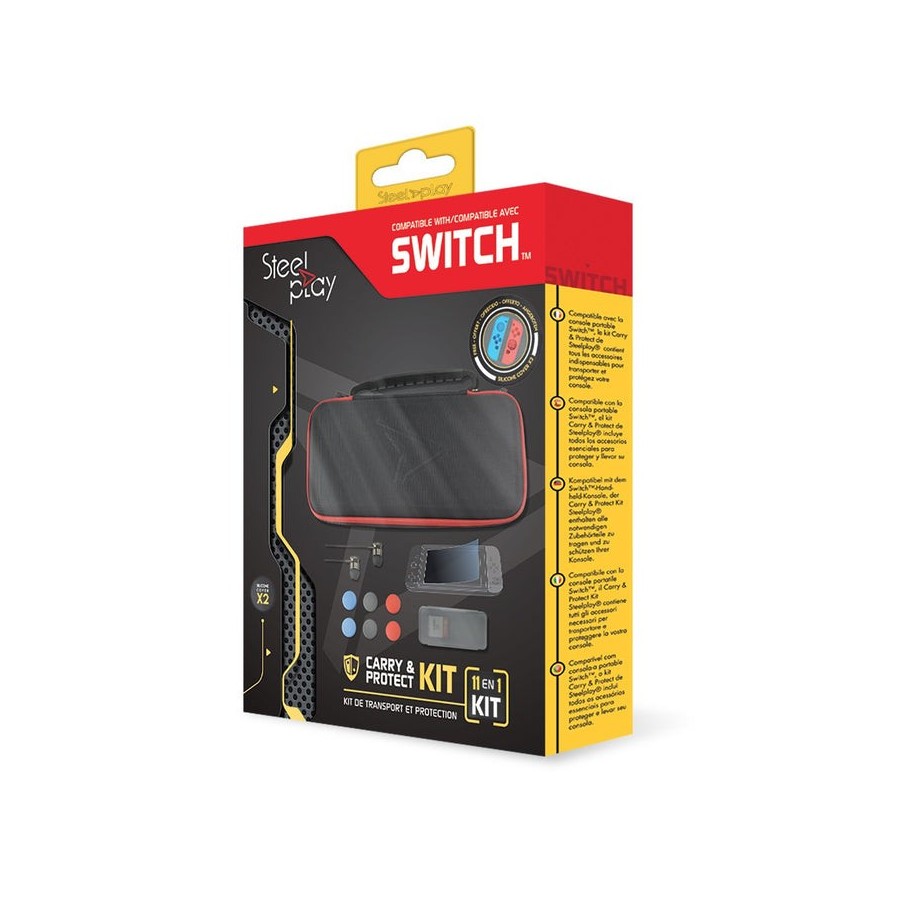 Kit de transporte y protección steelplay 11 en 1 + 2 fundas para joypad switch gratis