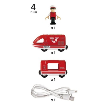 Brio tren de pasajeros a batería world red, vehículo de juguete 33746