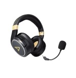 Auriculares lexip metaltech inalámbrico y alámbrico juego negro, oro