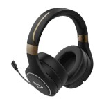 Auriculares lexip metaltech inalámbrico y alámbrico juego negro, oro
