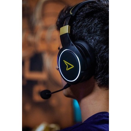 Auriculares lexip metaltech inalámbrico y alámbrico juego negro, oro