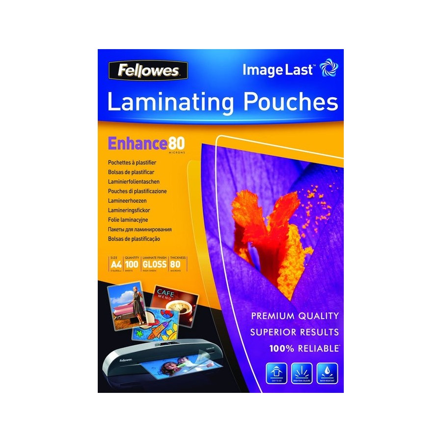 Fundas para plastificar fellowes 5306114 a4 80 micras 100 unidades