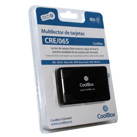 Coolbox lector externo de tarjetas cre065 con soporte para sim y dnie 4.0
