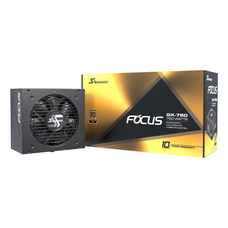 Fuente de alimentación seasonic focus gx-750 atx3.0  negro, 1x 12vhpwr, 2x pcie, gestión de cables, 750 vatios focus-gx-750-v4