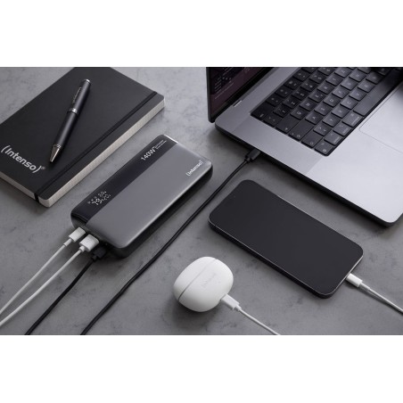 Intenso powerbank he25000 gris/negro, 25.000 mah, pd 3.1, quick charge 3.0 7350060