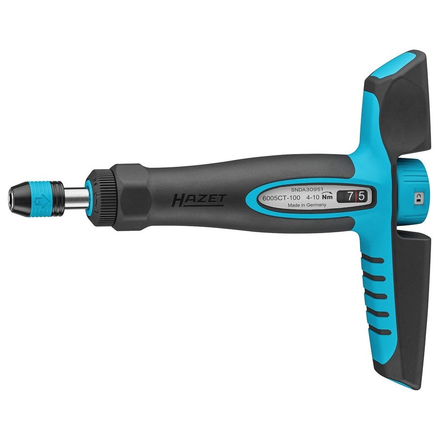 Destornillador dinamométrico hazet 6005ct-100 negro/azul, 4 - 10 nm nm, portapuntas de 1/4", mango en t 6005ct-100