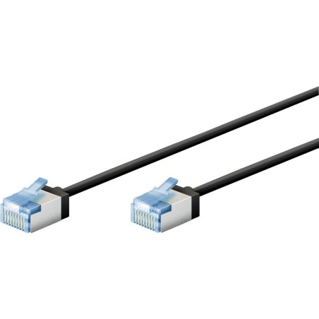 Goobay cable cat.6a ultraflexible delgado, u/ftp negro, 1 metro, conector extracorto 74318