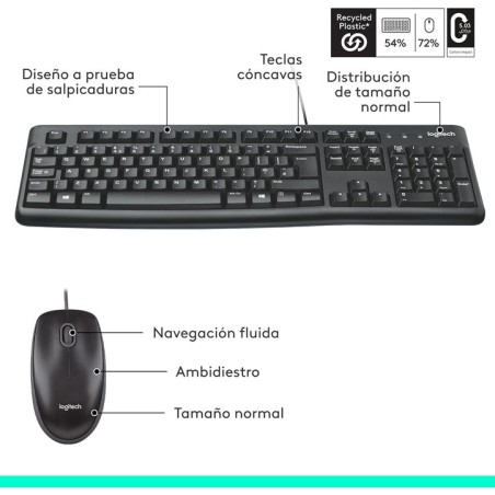 Teclado español + raton logitech mk120 usb negro - 920-002550