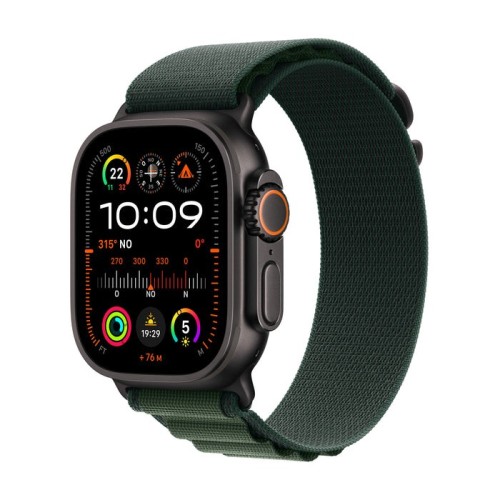 Apple watch ultra 2, smartwatch negro, 49 mm, alpine loop verde oscuro, caja de titanio, celular mx4r3fd/a