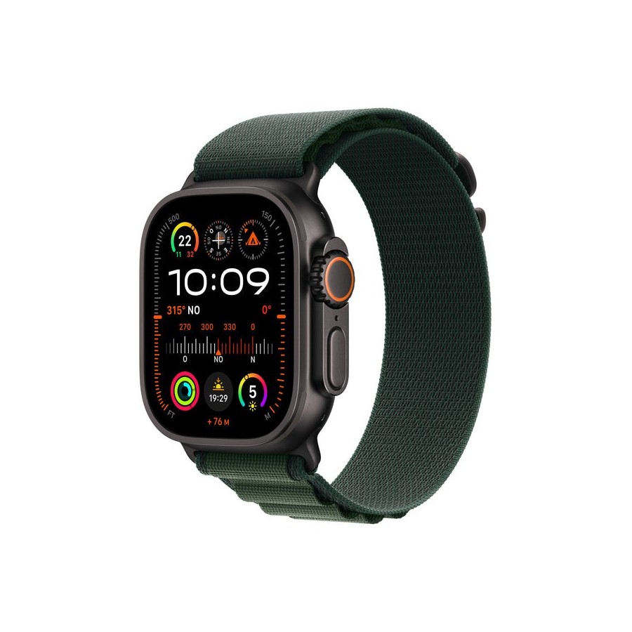 Apple watch ultra 2, smartwatch negro, 49 mm, alpine loop verde oscuro, caja de titanio, celular mx4r3fd/a