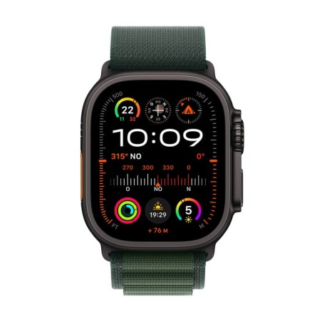 Apple watch ultra 2, smartwatch negro, 49 mm, alpine loop verde oscuro, caja de titanio, celular mx4r3fd/a