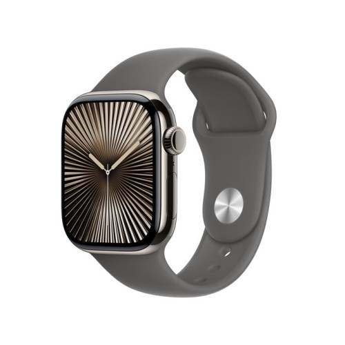 Apple watch series 10, smartwatch titan natur, caja de titanio, 42 mm, correa deportiva gris piedra s/m, cellular mwxd3qf/a