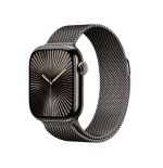 Apple watch series 10, smartwatch pizarra, caja de titanio, 42 mm, pulsera milanesa pizarra, celular mx053qf/a