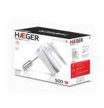 Batidora reposteria haeger max mixer 500w 5 velocidades + turbo 2 varillas batidoras 2 varillas amasadoras