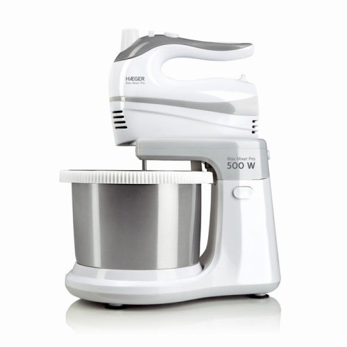 Batidora reposteria haeger max mixer pro 500w 5 velocidades + turbo 2 varillas batidoras 2 varillas amasadoras bol acero inox. 3