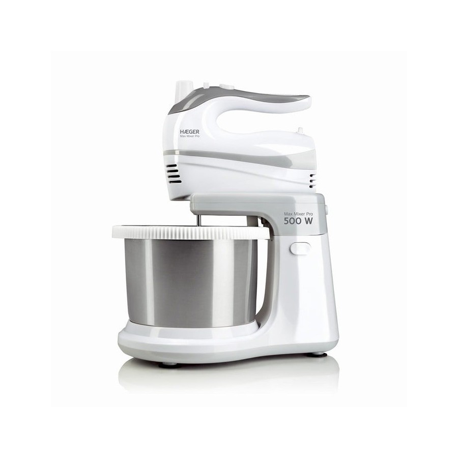Batidora reposteria haeger max mixer pro 500w 5 velocidades + turbo 2 varillas batidoras 2 varillas amasadoras bol acero inox. 3