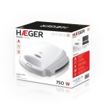 Sandwichera haeger zammy 750w placas antiadherentes tapa con bloqueo apagado automático protección sobrecalentamiento