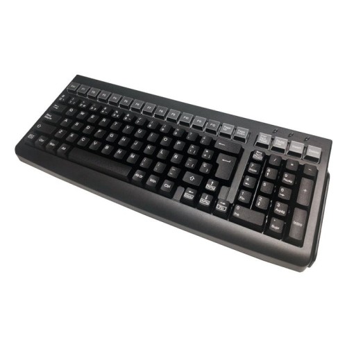 Teclado pos reducido 398 mm. con lector de banda magnética 3 pistas, negro, usb.