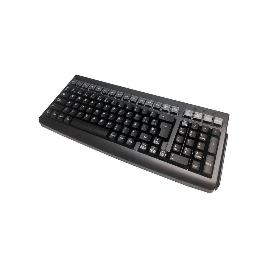 Teclado pos reducido 398 mm. con lector de banda magnética 3 pistas, negro, usb.