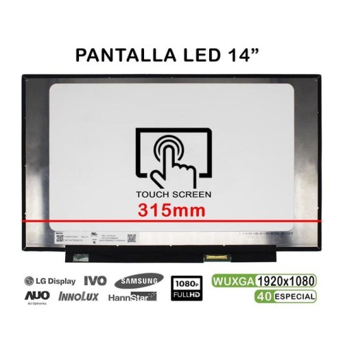 Pantalla led táctil de 14" para portátil n140hcn ea1 rev.c1 01yn151 fhd 40pines 315mm