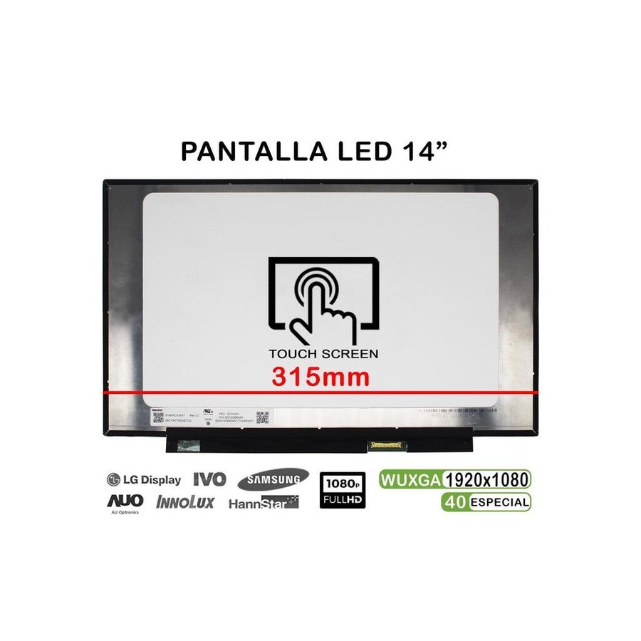 Pantalla led táctil de 14" para portátil n140hcn ea1 rev.c1 01yn151 fhd 40pines 315mm